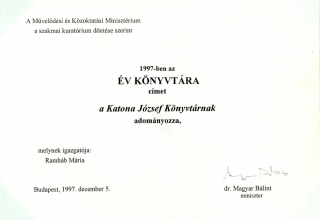 Év Könyvtára cím, 1997. 12. 05.