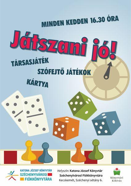 Minden kedden 16.30 óra. Játszani jó! Társasjáték, szófejtő játékok, kártya. Könyvtári kihívás