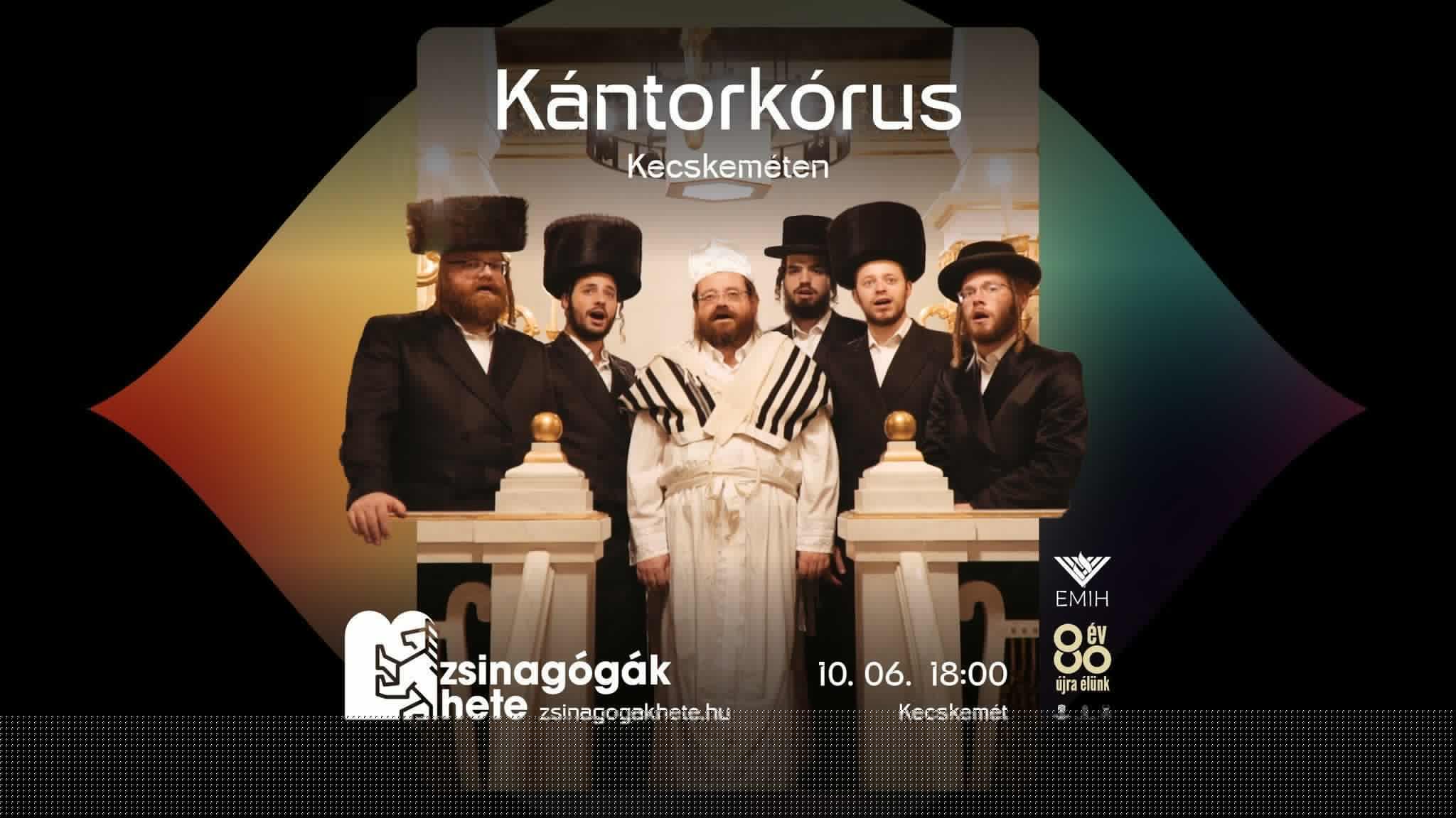 A legendás Kántorkórus újra Kecskeméten- Zsinagógák hete 10. 06. 18:00 Egyenesen Izraelből érkezik a Zorger Kántorkórus és Raffi Biton családi énekegyüttese, hogy immár másodjára varázsolják el a kecskeméti közönséget a tradicionális zsidó liturgia zenei szépségével. Ahogy tavaly, úgy idén is az őszi nagyünnepek adják az apropót és ahogy tavaly, úgy idén is biztosak lehetünk abban, hogy közel sem csak szórakoztató, de legalább annyira emelkedett programra kell készülnünk. Kapunyitás: 17:30 Cifrapalota, Pávás terem (6000 Kecskemét, Rákóczi út 1.) Regisztráció: A rendezvényen való részvétel ingyenes, de regisztrációhoz kötött. https://zsidoprogramok.hu/.../a-legendas-kantorkorus.../