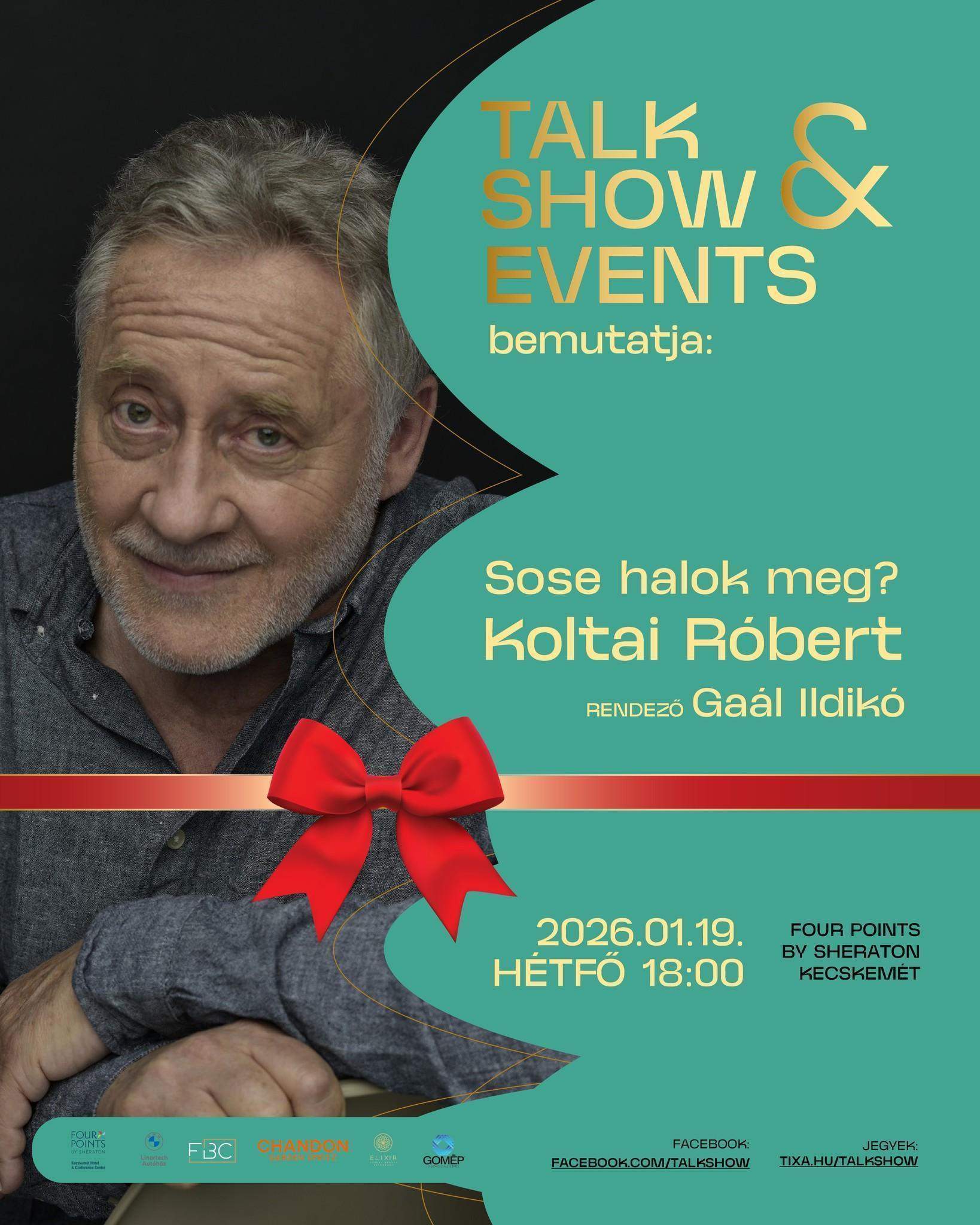 Mi vár a közönségre? Dés-dalok, tanárparódiák, versek, színházi történetek és vallomások, mert a Sose halok meg? című műsor egy zenés, verses, sztorizós kabaré. Aki kérdez: Gaál Ildikó, rendező. Aki mesél, versel, énekel, sztorizik és parodizál: Koltai Róbert Jászai-díjas, Érdemes- művész, a Halhatatlanok Társulatának örökös tagja. Koltai Róbert és Gaál Ildikó immáron négy közös könyve képezi az est alapját. ( Sose halok meg? Az én kabarém. Végszót adok-veszek, Koltai 80 Filmeskönyv) Koltai Róbert és Gaál Ildikó nagysikerű darabja januárban Kecskeméten.