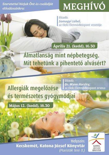 Eleki Életmódközpont előadás-sorozata - Álmatlanság mint népbetegség. Mit tehetünk a pihentető alvásért?