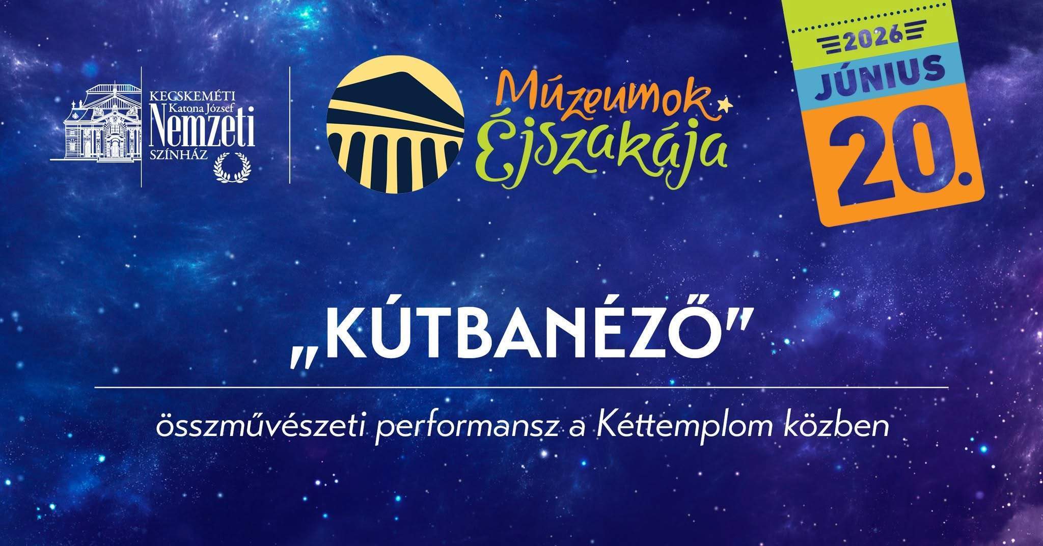 A Kecskeméti Katona József Nemzeti Színház idén a város szívében is várja közönségét egy rendhagyó produkcióval, a Művészetek kútjánál. Az idén 50 éves alkotás a képzőművészet legjelesebb képviselői előtt kíván tisztelegni, míg a Múzeumok Éjszakáján az előadóművészet jeles képviselői keltik életre a kút szellemiségét ezen az emblematikus helyszínen. Közreműködnek: Szegvári Júlia, Vajda Boróka és Koltai-Nagy Balázs színművészek, valamint Szigethy Norbert táncművész Helyszín: Művészetek kútja, Kéttemplom köz 7. Időpont: 21 óra További színházi programok a Múzeumok Éjszakáján: https://kecskemetinemzeti.hu/.../muzeumok-ejszakaja-a.../ Vásárolja meg bérletét kedvezményesen! A Múzeumok Éjszakája alkalmából páratlan akcióval tehet szert a 2026/27-es évadra szóló bérletekre! Felnőtt 4+1-es bérleteink az erkélyre 20 százalékos kedvezménnyel vásárolhatók meg ezen az estén. Nagyszínházunk előcsarnokában található jegypénztárunk nyitva tart 15 és 20 óra között. Az akció kizárólag erre az időintervallumra, illetve a nagyszínházi jegypénztárunkra vonatkozik, a Malom Központban található jegyirodára nem.