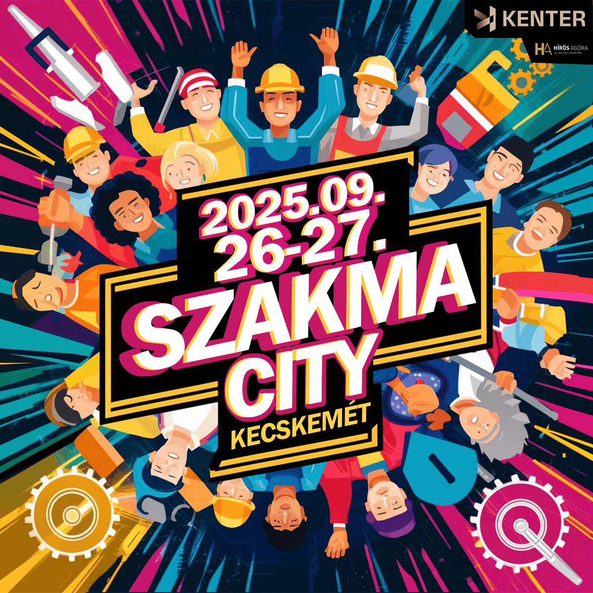 SZAKMA CITY A KENTERBEN szeptember 26-27. HELYSZÍN: KENTER (Rudolf-kert Kislovardája), Sport u. A Kecskeméti Szakképzési Centrum idén a Hírös Agóra legújabb rendezvényhelyszínén, a KENTERben rendezi meg rendhagyó pályaorientációs programjait. A Kecskeméti Szakképzési Centrum ebben a tanévben rendhagyó pályaorientációs programmal várja az általános iskolás tanulókat. A Szakma City rendezvény célja a szakképzés és a benne rejlő karrierlehetőségek népszerűsítése, játékos formában ismertetni meg a fiatalokkal a szakmákat. Természetesen a felnőtteket is szeretettel várják. Találkozzunk SZAKMA CITYBEN, a lehetőségek, szakmák lüktető városában! A TE kalandod most kezdődik – járd be a különleges negyedeket: -Technology -Beauty and Health -Business Center -Sweet Home -Food Street -Sport zone -Fairyland -Career next step Építsd játékos kihívásokkal a jövődet! Minden teljesített feladatért értékes City Money-t kapsz, amit most menő ajándékokra válthatsz! SZTÁRVENDÉG: Bíró Csongor Vitéz – 09.26. péntek, 17:00 Péntek 9:00-14:00 - iskolai osztályoknak regisztrációval! https://flowaco.com/city/ Péntek 14:00-20:00 - regisztráció nélkül! Szombat 9:00-12:00 - regisztráció nélkül! Facebook esemény ide kattintva található! A rendezvény ingyenes! www.szakmacity.hu